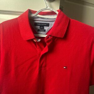Red Tommy Hilfiger polo shirt regular fit stretch Medium